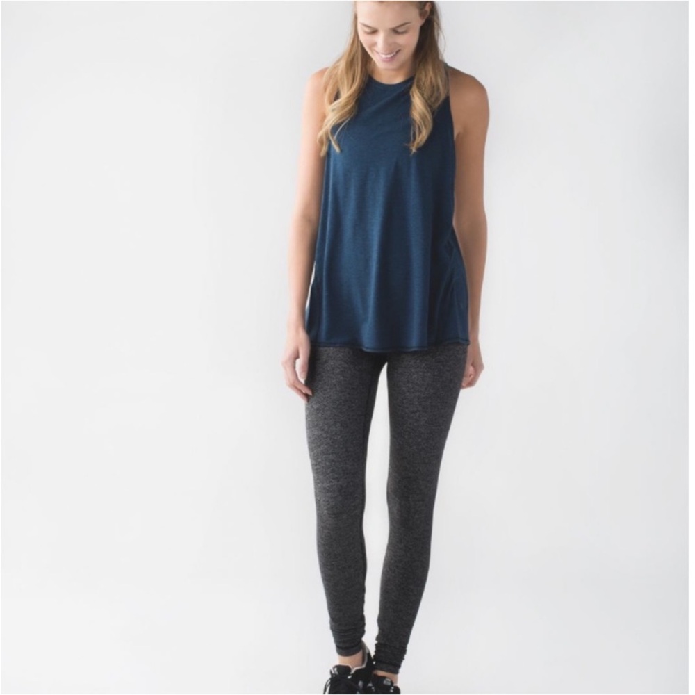 J187 Lululemon Wunder Under Pant In Heather Herringbone Heathered Black